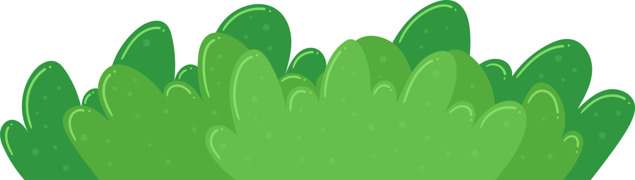 Cartoon illustration of a full, dense green shrubbery png