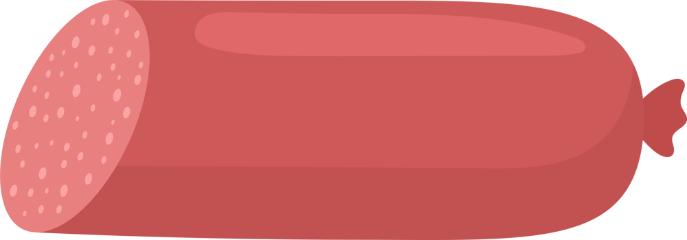 Cartoon sliced Sausage with tiny white circle inclusions png