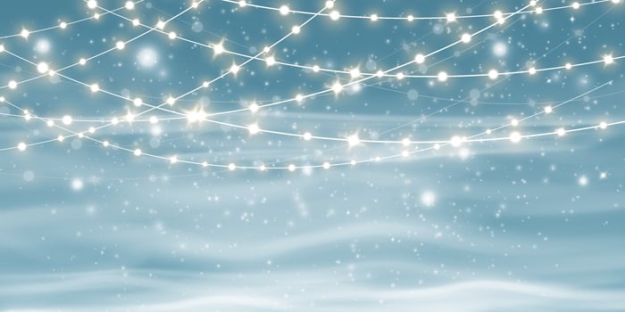 A Magical Winter Wonderland filled with Twinkling Lights set against a Soft Background creates a splendid ambiance vector