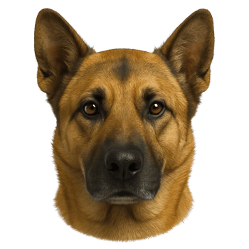 Realistic German Shepherd Dog Head Isolated on Transparent Background, png