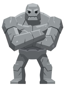 Cartoon Stone Golem Character Design for Fantasy and Adventure Themes in Illustration Projects vector