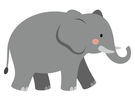 Cartoon Elephant Walking with a Cheerful Expression and Simple Color Palette for Illustrations vector