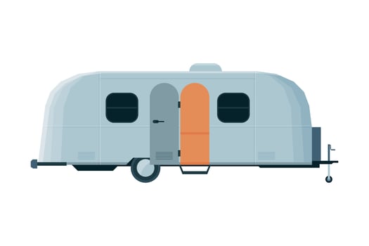 Modern Caravan Trailer, Mobile Home for Summer Trip, Family Tourism and Vacation Flat Illustration vector