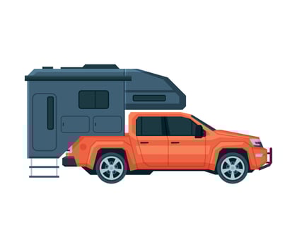 Travel Trailer and Car, Mobile Home for Summer Trip, Tourism and Vacation Flat Illustration vector