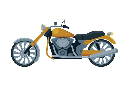 Motorcycle, Motor Bike Vehicle, Side View Flat Illustration vector