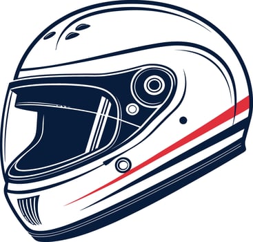 Stylish White Racing Helmet Design with Red Stripes Motorcycle Helmet Illustration for Safety Gear a vector
