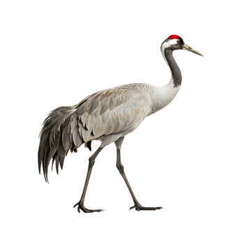 Elegant Crane Bird with Long Neck and Distinctive Red Head Patch png