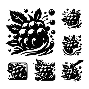 Blackberry Branch Silhouette Art vector
