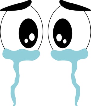 Crying eyes Illustrations design, eyebrow with crying eye, tears wet the cheeks vector