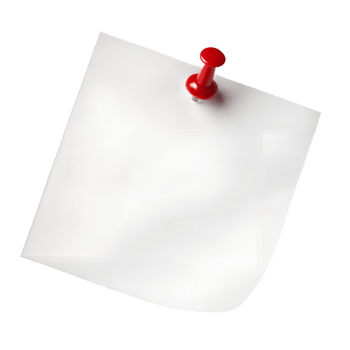 Blank White Sticky Note Pinned with a Red Pushpin on Transparent Background png
