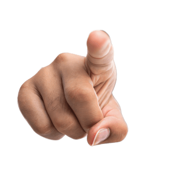 Human Hand Pointing Finger Forward on Transparent Background png