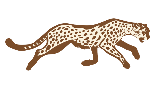 Running Cheetah Silhouette, Brown and Beige Abstract Animal Design png