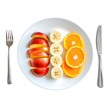 Healthy Fruit Salad on Plate with Cutlery png
