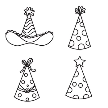 Colorful party caps drawn in fun cartoon style ideal for event projects vector