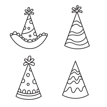 Hand drawn celebration hats in playful style for party themed design use vector