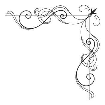Soft lines for vintage corner and card decoration elements. Simple vintage corner floral lines transparent background. png