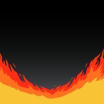 Fire flame with orange and yellow on dark background, banners and poster frame designs. vector