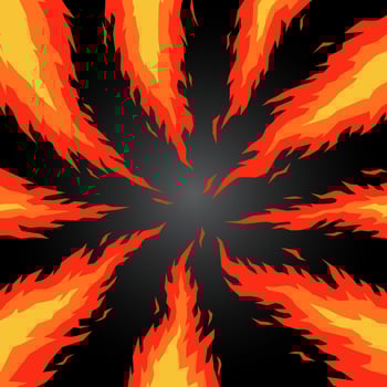 Fire flame illustration with orange and yellow on dark background, banners and poster frame designs. vector