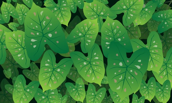 Green Leaves Pattern Refreshing Nature Background vector