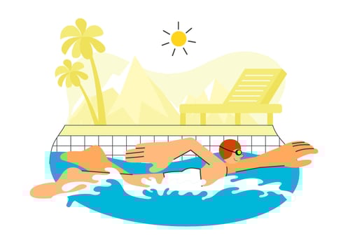 Cartoon of Swimming Pool for Summer Vacation and Water Sports Adventure vector