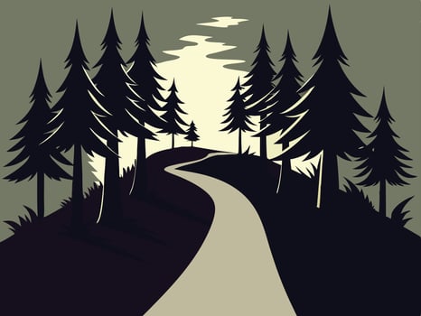 Forest Road Trees Natural Landscape vector