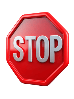 A prominent red octagonal stop sign, featuring bold white lettering, symbolizing traffic regulations and safety. png