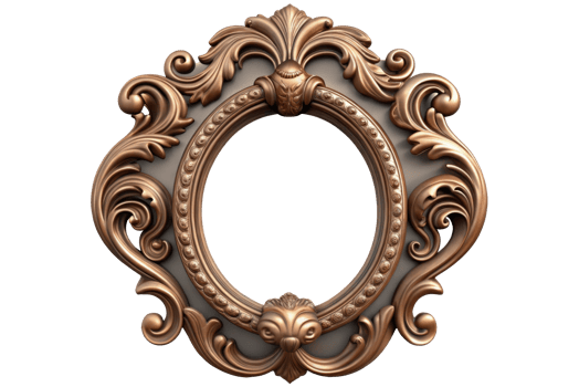 Elegant vintage ornate picture frame in gold and bronze tones showcasing intricate detailing. png