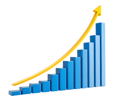 Growth chart showing upward trend, success, and progress. png