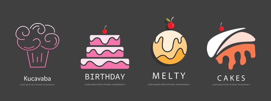 Sweet Dessert Logo Pack with Cakes and Cupcakes vector