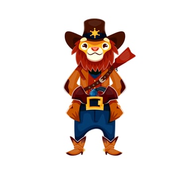 Cartoon lion Wild West cowboy or Western sheriff vector