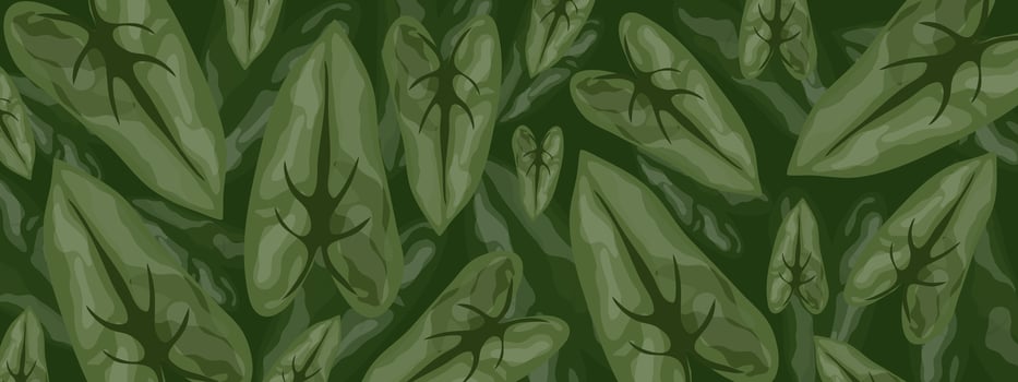 Seamless Forest Green Leaf Art Pattern with Texture vector