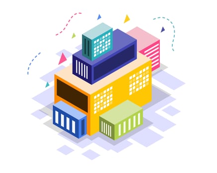 High-Detail Isometric Colorful Office Complex vector