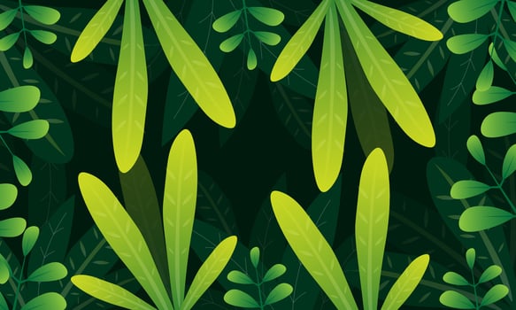 Lush Jungle Leaves Background Tropical Nature Design vector