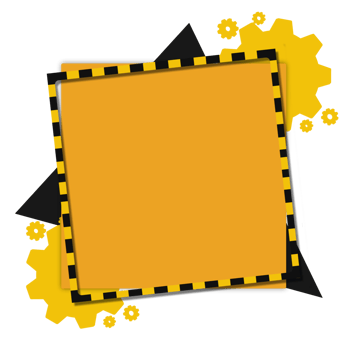 A square frame with gears and yellow lines png