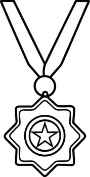 Medal hanging from a ribbon with a centered sta vector