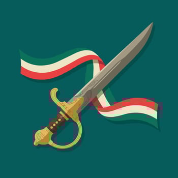 italian flag and italian sword art illustration vector