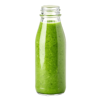 Refreshing green smoothie in a glass bottle. Healthy drink, detox, vegan. png