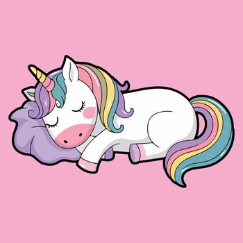 Cute Sleeping Unicorn Clipart Kawaii Rainbow Pony Illustration. vector