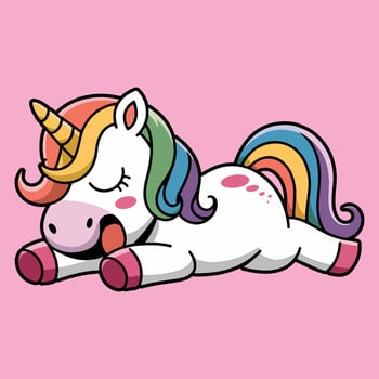 Adorable Sleeping Unicorn Clipart Rainbow Cartoon Pony Illustration vector