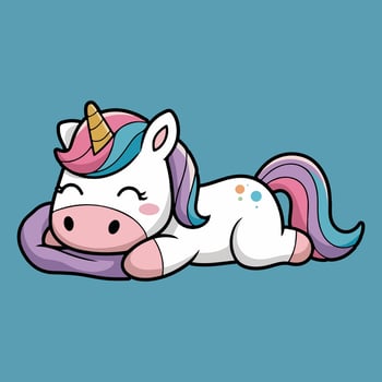 Sweet Sleeping Unicorn Clipart Cute Pink and Blue Cartoon Pony Illustration vector