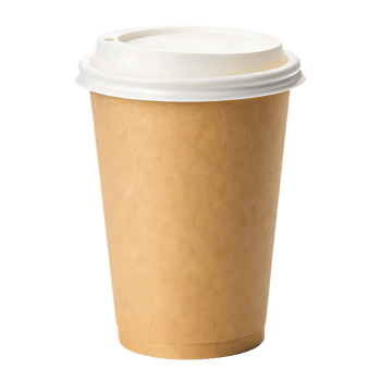 Kraft paper coffee cup with white lid png
