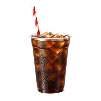 Iced cola drink in a plastic cup with a straw png