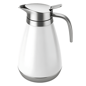 White thermal carafe with silver accents. png