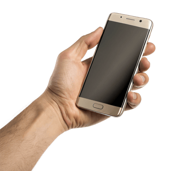 hand holding a smartphone on an isolated transparent background png