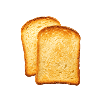 Two slices of golden brown toasted bread. png