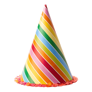 Colorful striped party hat, celebration, fun png