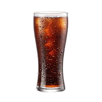 Refreshing cola drink with ice in a glass. png