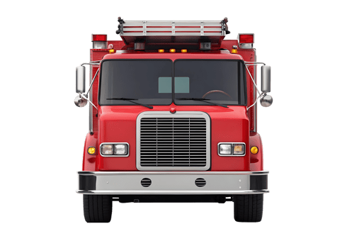 Front view of a red firetruck. png