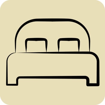 Icon Bed 3. related to Bedding symbol. hand drawn style. design editable vector