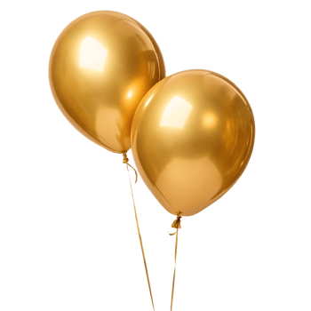 Two gold balloons floating png